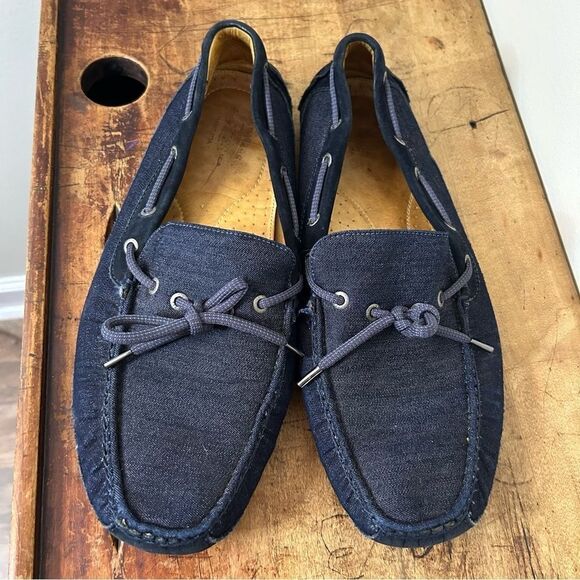 G.H. Bass & Co. Tuscany Men\'s 12 Navy Blue Denim Leather Moc Toe Driving Loafers main image 7